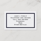 シンプル：青い縞模様、白い背景 名刺 (裏面)