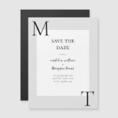 シンプル 非対称イニシャル 結婚式 Save The Date マグネット招待状 (正面/裏面)