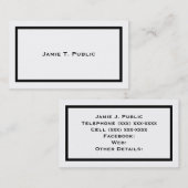 シンプル：黒い帯のフレーム、白い背景 名刺 (正面/裏面)