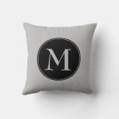 シンプル |黒い灰色 |リバーシブル |モノグラム クッション (裏面)