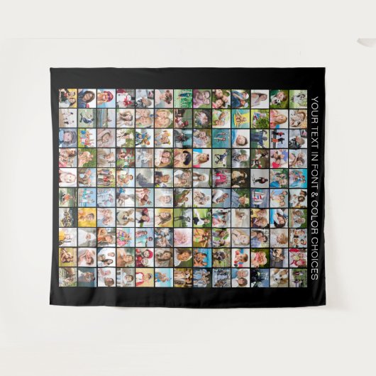 シンプル 130 枚スクエア フォト コラージュ  - あなただけの特別なコレクション タペストリー (正面(横))