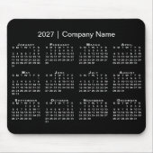 シンプル 2027年 カレンダー 会社名 ブラック マウスパッド (正面)