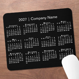 シンプル 2027年 カレンダー 会社名 ブラック マウスパッド
