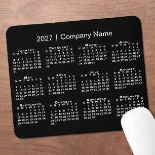 シンプル 2027年 カレンダー 会社名 ブラック マウスパッド