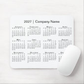 シンプル 2027年 カレンダー 会社名 白 マウスパッド (マウス)