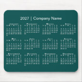 シンプル 2027年 カレンダー 会社名 青緑 マウスパッド (正面)