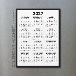 シンプル 2027年 マグネットカレンダー グレー週末