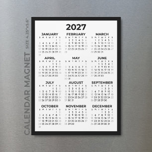 シンプル 2027年 マグネットカレンダー グレー週末