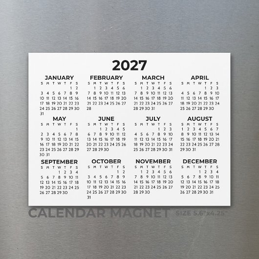シンプル 2027年 横型 マグネットカレンダー