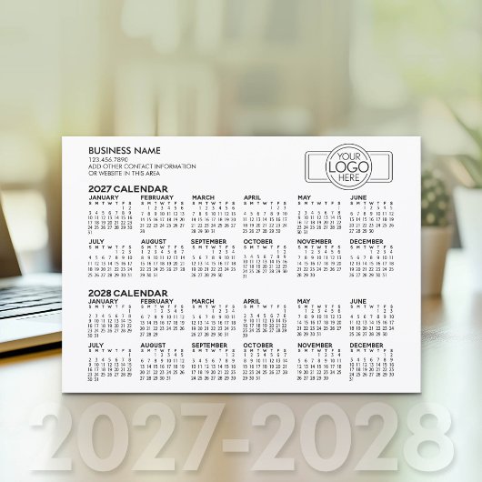 シンプル 2027 2028 カレンダー - ビジネス ロゴと情報 シーズンカード
