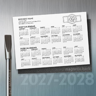 シンプル 2027 2028 カレンダー - ビジネス ロゴ マグネット