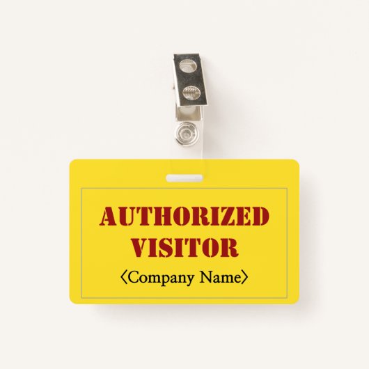 シンプル「AUTHORIZED VISITOR」バッジ バッジ (正面クリップ)