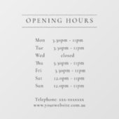 シンプル Black Opening Hours Timings(黒ミニマルの開始時間のタイミング) ウィンドウサイン (シート)