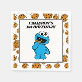 シンプル Cookie Monster 1歳の誕生日 スタンダードカクテルナプキン
