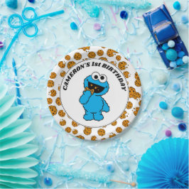 シンプル Cookie Monster 1歳の誕生日 ペーパープレート