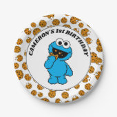 シンプル Cookie Monster 1歳の誕生日 ペーパープレート (正面)