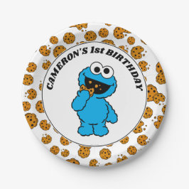 シンプル Cookie Monster 1歳の誕生日 ペーパープレート
