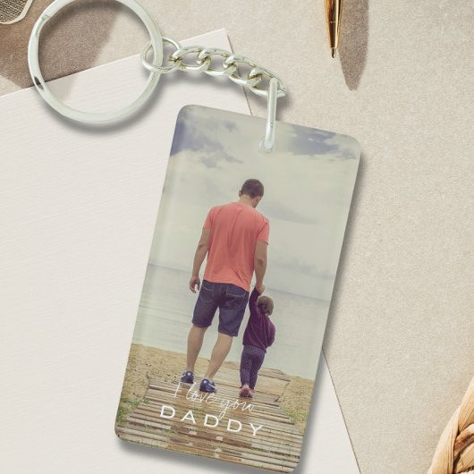 シンプル I Love You Daddy 写真キーホルダー キーホルダー