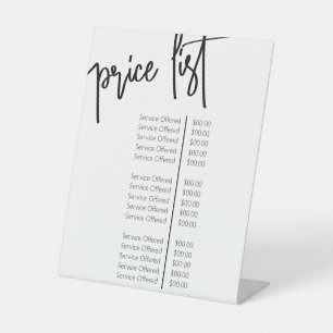 シンプル Make Aurtistサロン価格表 台座サイン