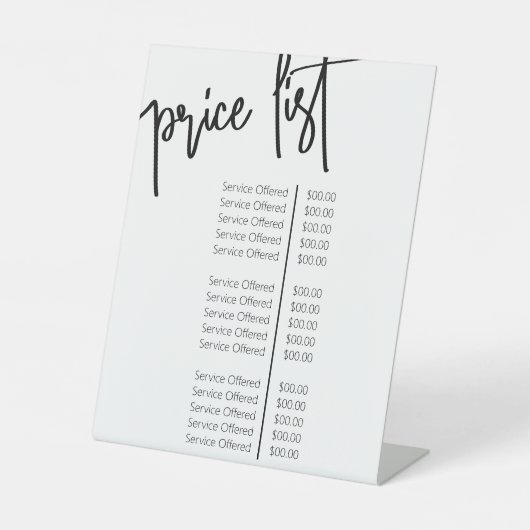 シンプル Make Aurtistサロン価格表 台座サイン (正面)