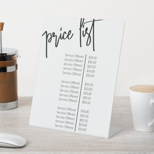 シンプル Make Aurtistサロン価格表 台座サイン (インサイチュ)