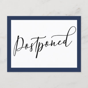 シンプル Navy & White Poinded 結婚's ポストカード