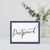 シンプル Navy & White Poinded 結婚's ポストカード (スタンド正面)