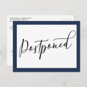 シンプル Navy & White Poinded 結婚's ポストカード (正面/裏面)