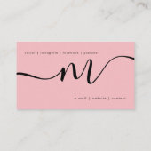  シンプル Pink 淡い色の Monogram Script Black  名刺 (裏面)