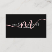  シンプル Pink 淡い色の Monogram Script Black  名刺 (正面)