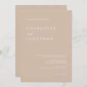 シンプル Script Taupe Pink結婚式招待状 招待状 (正面/裏面)
