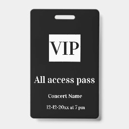 シンプル vipすべてのアクセスパスコンサート名の発生 バッジ