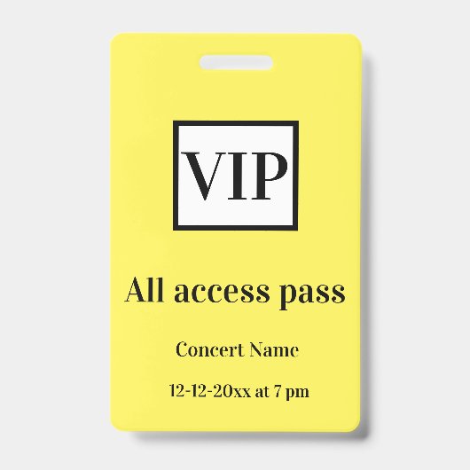 シンプル vip all access pass concert name causes バッジ (正面)
