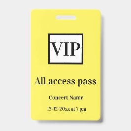 シンプル vip all access pass concert name causes バッジ