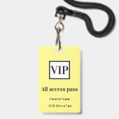 シンプル vip all access pass concert name causes バッジ (正面（ネックストラップ付）)