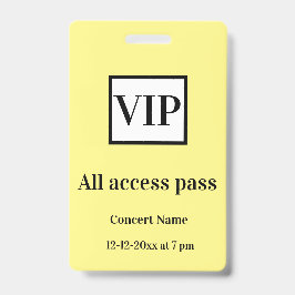 シンプル vip all access pass concert name causes バッジ