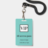 シンプル vip all access pass concert name causes バッジ (正面（ネックストラップ付）)