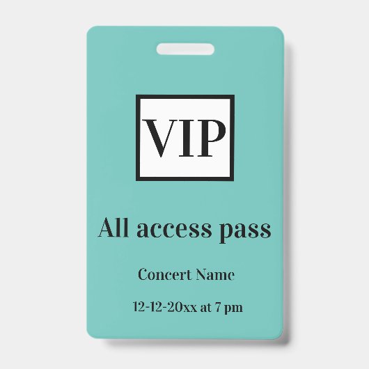 シンプル vip all access pass concert name causes バッジ (正面)