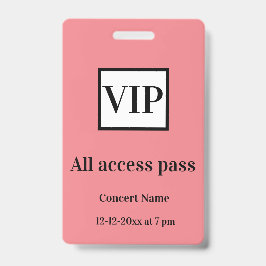 シンプル vip all access pass concert name causes バッジ
