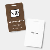 シンプル vip all access pass concert name causes バッジ (正面＆裏面)