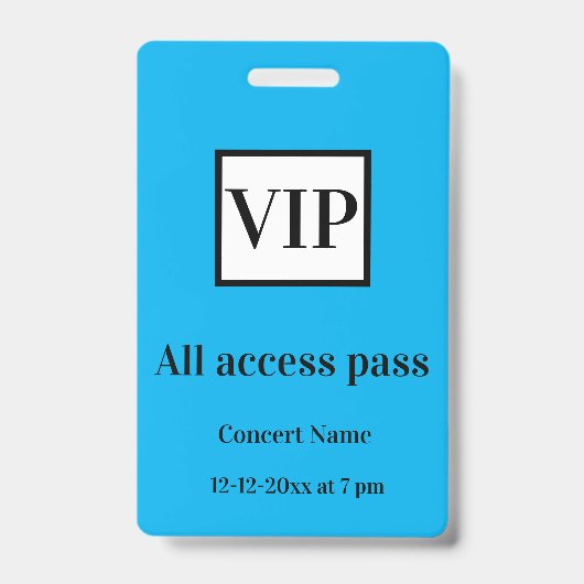 シンプル vip all access pass concert name causes バッジ (正面)