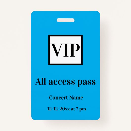 シンプル vip all access pass concert name causes バッジ (正面)
