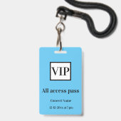 シンプル vip all access pass concert name causes バッジ (正面（ネックストラップ付）)