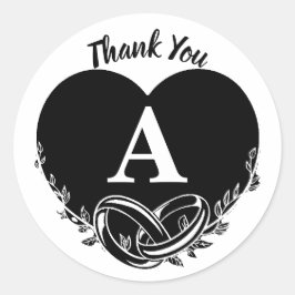 シンプルAハートの葉結婚の感謝 ラウンドシール