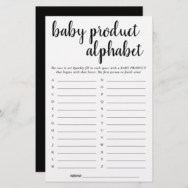 シンプルABCモダン製品 | おもしろいシャワーゲーム (正面/裏面)