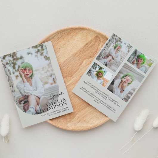 シンプルArch Light Beige Photo Collage卒業 案内状