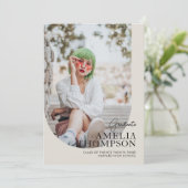 シンプルArch Light Beige Photo Collage卒業 案内状 (スタンド正面)