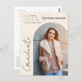 シンプルArch Photo Beige卒業発表 ポストカード