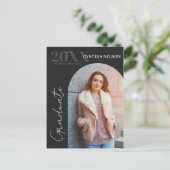 シンプルArch Photo Black卒業発表 ポストカード (スタンド正面)