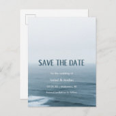 シンプルArt Wavesビーチ結婚式日付の保存 案内ポストカード (正面/裏面)